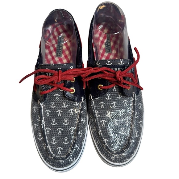 Sperry Sequin Anchor Boat Shoes Women’s 10M – Nautical Preppy Coastal Style - Picture 2 of 8